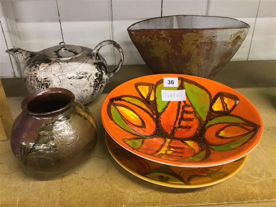 2 pieces of 1960s Poole Pottery & other pottery items